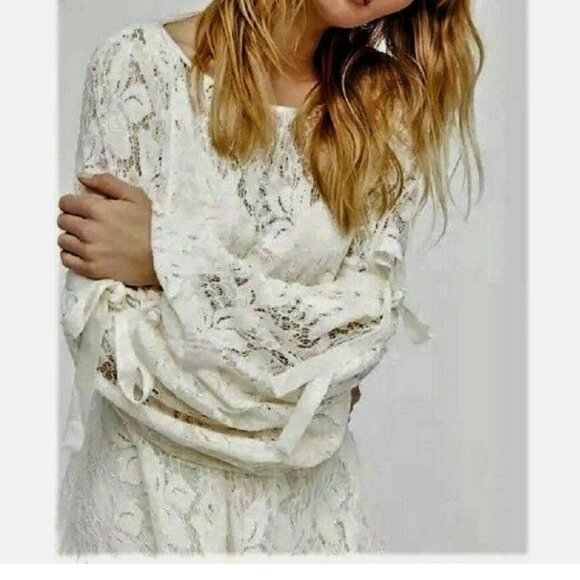 Nwot Free people OB725148 Long Sleeve Rubi Lace  Dress Ivory  xs - Picture 16 of 16